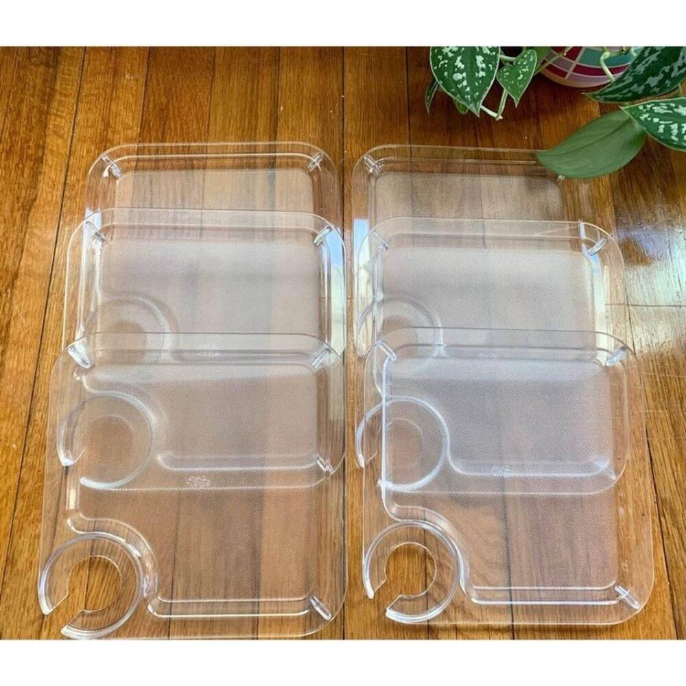 Vintage Epic Clear Acrylic Wine Glass Cocktail Trays Set of 4